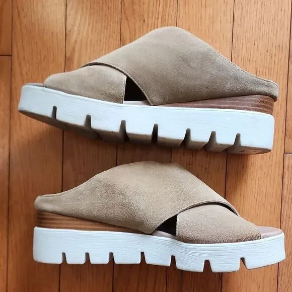 Women's Beige Suede Mules- Women's Size 40 / 9.5 - Picture 2 of 3